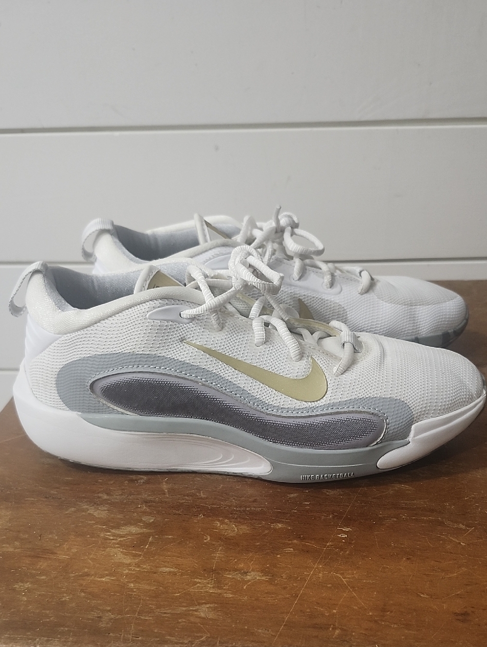 Nike White, Gray & Gold Low-Top Sneakers